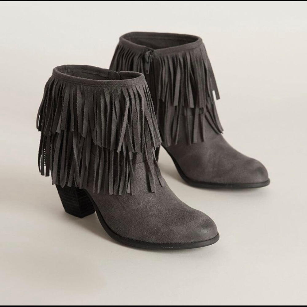 Not Rated Auriga Grey Bootie with Fringe new
